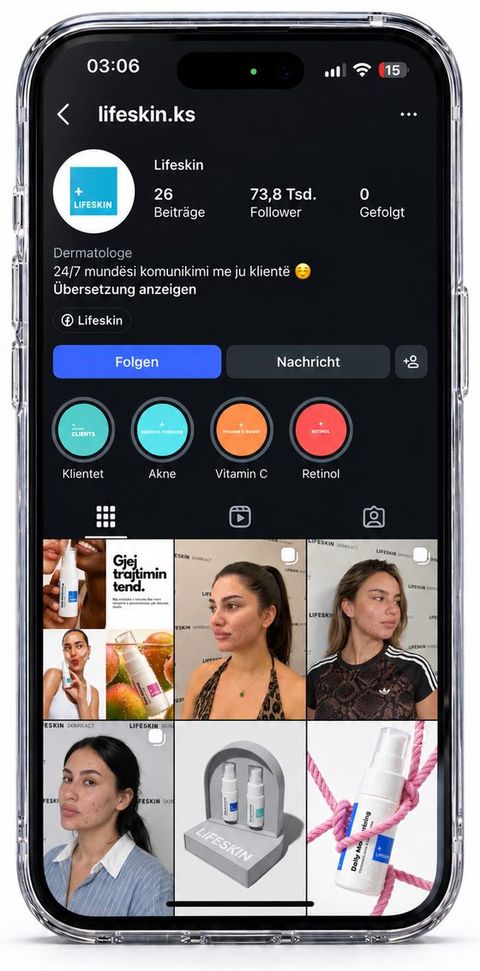Profili LifeSkin ne Instagram ne iPhone